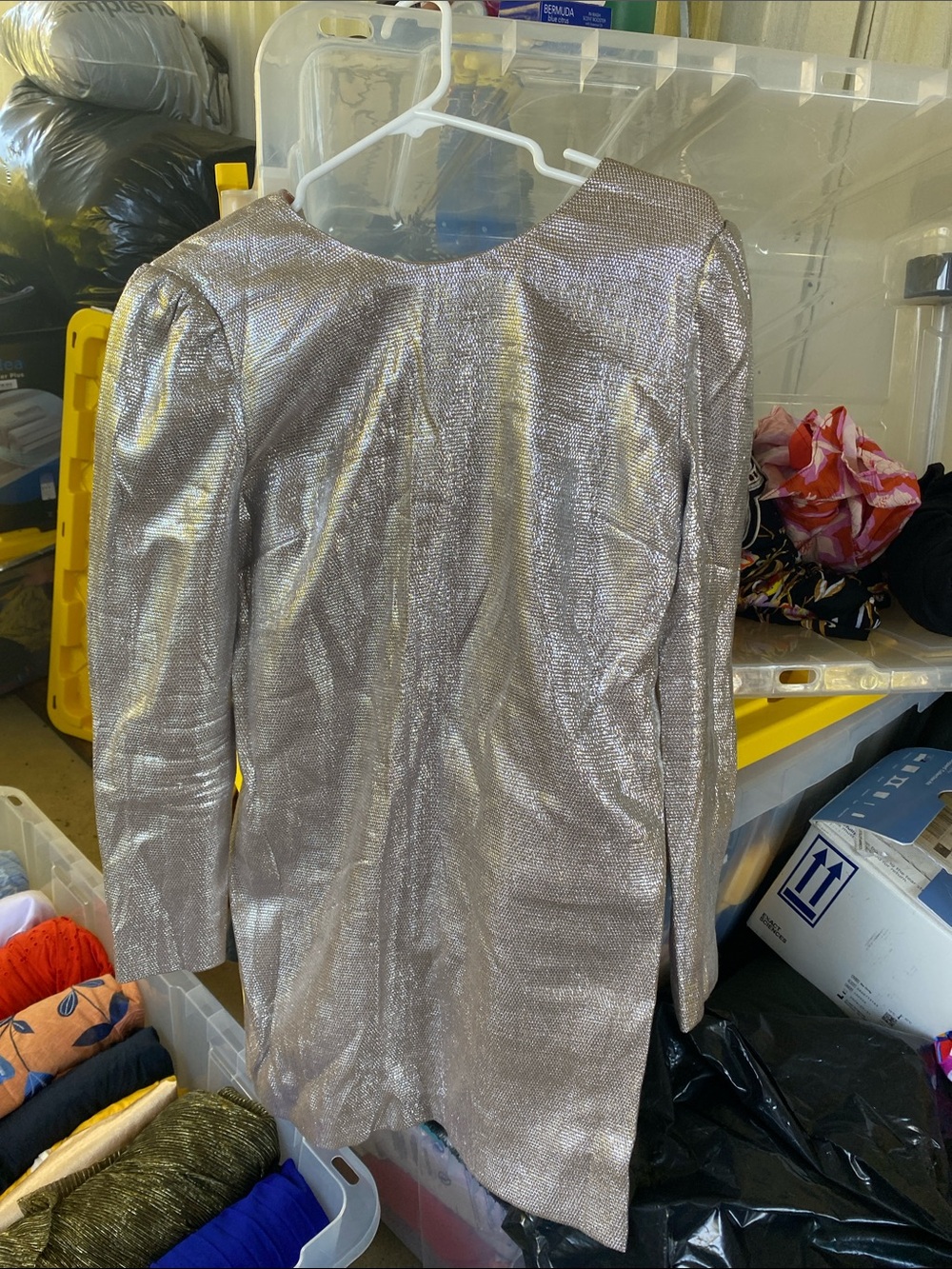 Rachel Zoe Metallic Silver Long Blazer Jacket